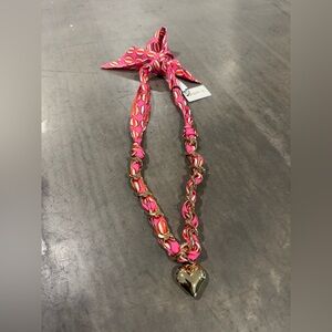 Piper K Pink and Gold scarf with gold Heart Necklace- lead safe nickle free🩷💛🩷
